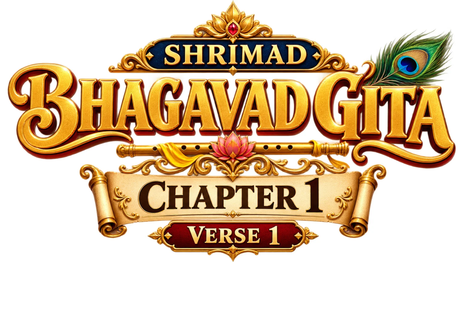 Bhagavad Gita with Lord Krishna and Arjuna on the Kurukshetra battlefield